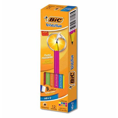 Lapis n.2 evolution hexagonal hb colors / 12un / bic Menor preço em Lapis n.2 evolution hexagonal hb colors / 12un / bic