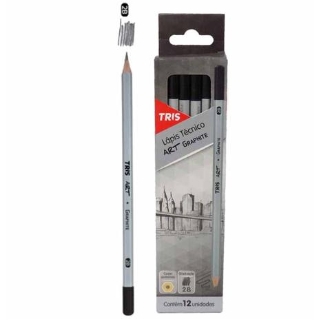 Lapis preto 2b tecnico art graphite / 12un / tris Menor preço em Lapis preto 2b tecnico art graphite / 12un / tris