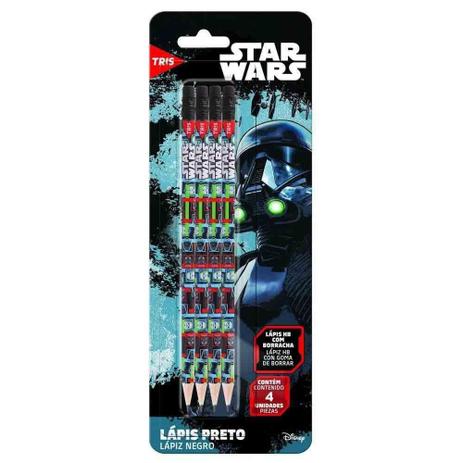 Lapis preto com borracha star wars 680248 / 4un / tris Menor preço em Lapis preto com borracha star wars 680248 / 4un / tris