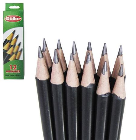LÁPIS PRETO REDONDO HB Nº2 COM 12 PEÇAS - Goller Menor preço em LÁPIS PRETO REDONDO HB Nº2 COM 12 PEÇAS - Goller