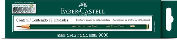 Lapis Preto Tecnico 9000 H Preto FABER-CASTELL Menor preço em Lapis Preto Tecnico 9000 H Preto FABER-CASTELL