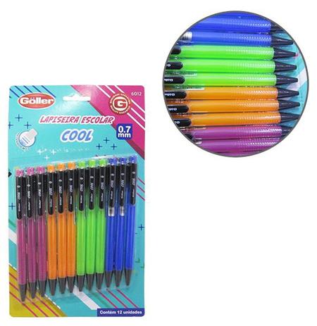Lapiseiras escolar cool colors 0.7mm com borracha 12 peças - Goller Menor preço em Lapiseiras escolar cool colors 0.7mm com borracha 12 peças - Goller
