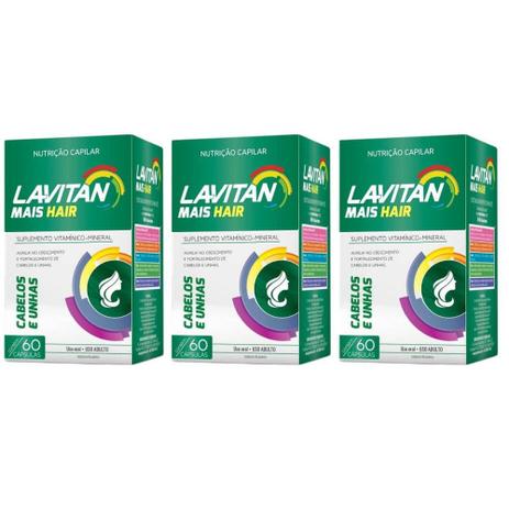 Lavitan Suplemento Vitamínico Cabelos E Unhas C/60 (Kit C/03) Menor preço em Lavitan Suplemento Vitamínico Cabelos E Unhas C/60 (Kit C/03)