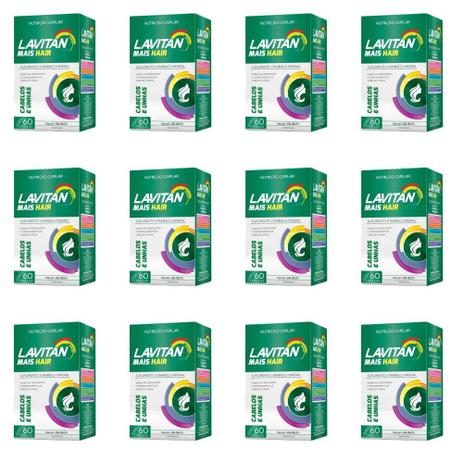 Lavitan Suplemento Vitamínico Cabelos E Unhas C/60 (Kit C/12) Menor preço em Lavitan Suplemento Vitamínico Cabelos E Unhas C/60 (Kit C/12)