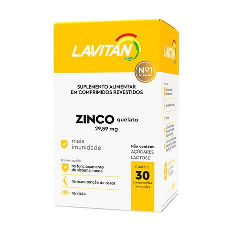 Lavitan Zinco Quelado 29,59mg 30 Comprimidos 30g - Cimed Menor preço em Lavitan Zinco Quelado 29,59mg 30 Comprimidos 30g - Cimed