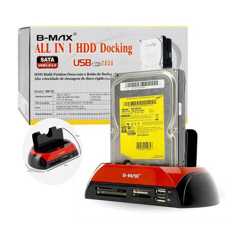 Leitor Sata Hd Externo Ide Sd Usb Gaveta Bm753 - B-max Menor preço em Leitor Sata Hd Externo Ide Sd Usb Gaveta Bm753 - B-max