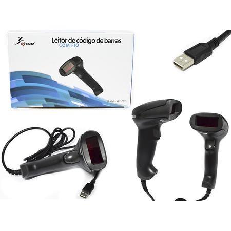 Leitor scanner de codigo de barras laser com cabo usb de 1,5m - Knup Menor preço em Leitor scanner de codigo de barras laser com cabo usb de 1,5m - Knup
