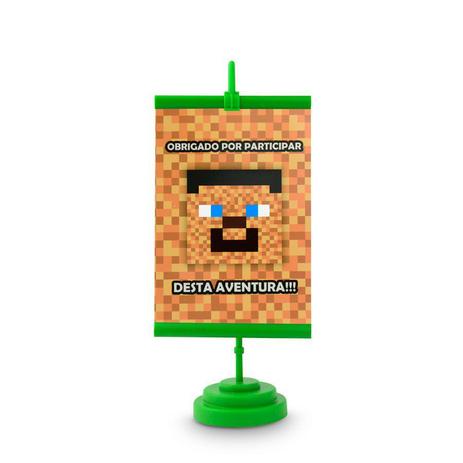 Lembrancinha Banner Personalizada Steve para Festa Minecraft - Festabox