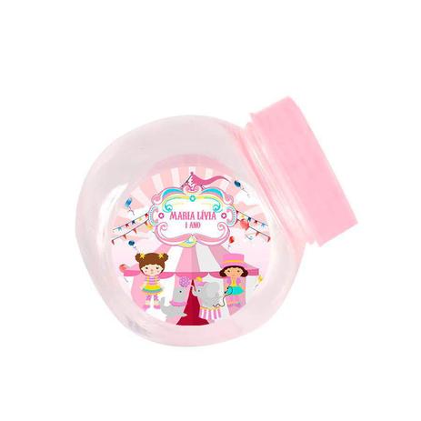 Lembrancinha Mini Baleiro Personalizado Circo Rosa - Aluá festas Menor preço em Lembrancinha Mini Baleiro Personalizado Circo Rosa - Aluá festas