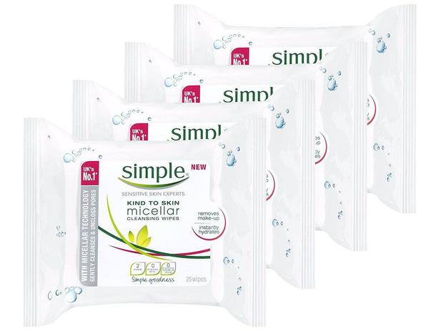 Lenço Umedecido Simple Kind to Skin - Micellar Cleasing Wipes 25 Unidades Cada 4 Pacotes Menor preço em Lenço Umedecido Simple Kind to Skin - Micellar Cleasing Wipes 25 Unidades Cada 4 Pacotes