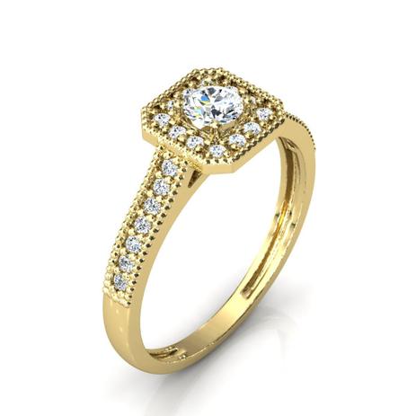 Lindo Anel Em Ouro 18K Com Pedras Em Zircônias - Pontochic Menor preço em Lindo Anel Em Ouro 18K Com Pedras Em Zircônias - Pontochic