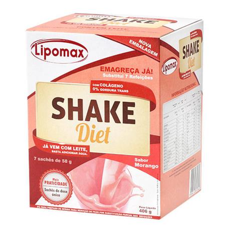 Lipomax Shake Diet Sabor Morango Com 7 Sachês De 58g Cada Menor preço em Lipomax Shake Diet Sabor Morango Com 7 Sachês De 58g Cada