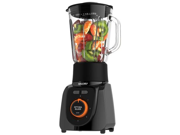 Liquidificador Mallory Optima Glass Copo de Vidro - Preto com Filtro 4 Velocidades 820W Menor preço em Liquidificador Mallory Optima Glass Copo de Vidro - Preto com Filtro 4 Velocidades 820W