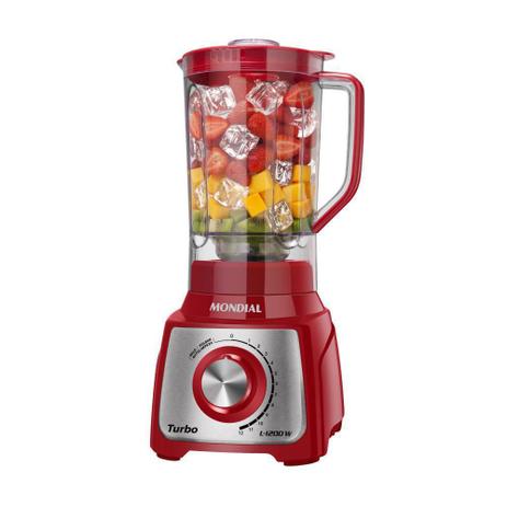 Liquidificador Mondial L1200 RI com 12 Velocidades Turbo Inox 1200W Vermelho 220V Menor preço em Liquidificador Mondial L1200 RI com 12 Velocidades Turbo Inox 1200W Vermelho 220V