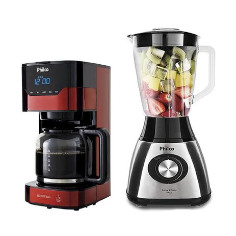 Liquidificador Philco Inox Glass 900W + Cafeteira Elétrica Philco 1,5L PCFD38V Touch Menor preço em Liquidificador Philco Inox Glass 900W + Cafeteira Elétrica Philco 1,5L PCFD38V Touch