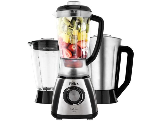 Liquidificador Philco Triple Inox 4 Velocidades - 900W com 3 Copos