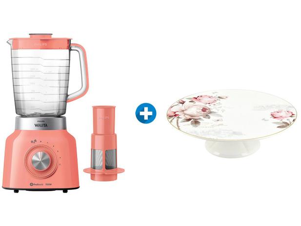 Liquidificador Philips Walita Viva RI2134/71 2,4L - Coral + Prato para Bolo de Porcelana 110V Menor preço em Liquidificador Philips Walita Viva RI2134/71 2,4L - Coral + Prato para Bolo de Porcelana 110V