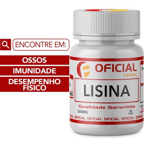 Lisina 500mg 30 Cápsulas - Oficialfarma Menor preço em Lisina 500mg 30 Cápsulas - Oficialfarma