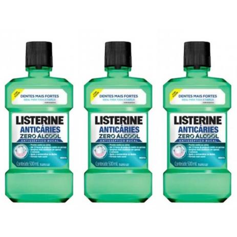 Listerine Anticáries Zero Enxaguante Bucal 500ml (Kit C/03) Menor preço em Listerine Anticáries Zero Enxaguante Bucal 500ml (Kit C/03)