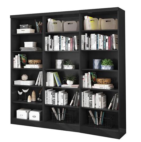 Livreiro Multiuso Preto Fosco Kit com 3 - FdECOR - Qmovi Menor preço em Livreiro Multiuso Preto Fosco Kit com 3 - FdECOR - Qmovi