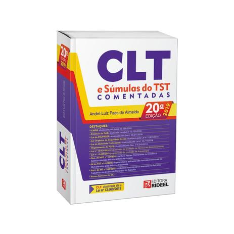 Livro -CLT E Sumulas Do TST Comentadas - 20 ed - ALMEIDA - Rideel Menor preço em Livro -CLT E Sumulas Do TST Comentadas - 20 ed - ALMEIDA - Rideel