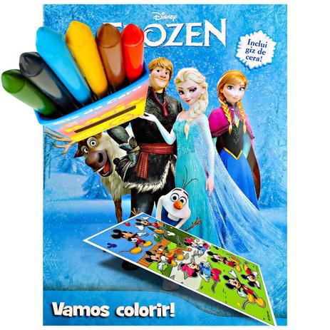 Livro Para Colorir Frozen Com Giz De Cera Mais Adesivo - Dcl Menor preço em Livro Para Colorir Frozen Com Giz De Cera Mais Adesivo - Dcl