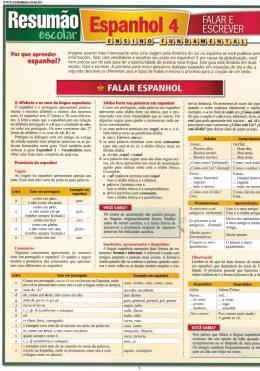 Livro - Resumão Escolar: Espanhol 4 - Falar e Escrever - Res - resumao Menor preço em Livro - Resumão Escolar: Espanhol 4 - Falar e Escrever - Res - resumao