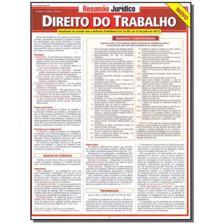Livro - Resumao Juridico - Novo Direito Do Trabalho 01/17 Menor preço em Livro - Resumao Juridico - Novo Direito Do Trabalho 01/17