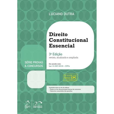 Livro - Série Provas Concursos - Direito Constitucional Essencial - Dutra - Método Menor preço em Livro - Série Provas Concursos - Direito Constitucional Essencial - Dutra - Método