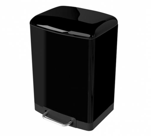 Lixeira 12l slim retangular com pedal preta - Debacco Menor preço em Lixeira 12l slim retangular com pedal preta - Debacco