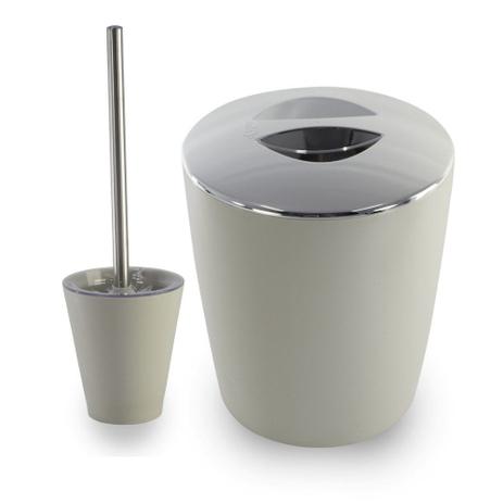 Lixeira 5 Litros P/ Banheiro Com Porta Escova Sanitária Bege - Ou Menor preço em Lixeira 5 Litros P/ Banheiro Com Porta Escova Sanitária Bege - Ou