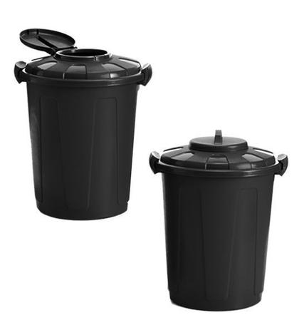 Lixeira Cesto Fechado Multiuso com Tampa e Trava Preto 60L 46,5X46,5X61CM - INJEPLASTEC Menor preço em Lixeira Cesto Fechado Multiuso com Tampa e Trava Preto 60L 46,5X46,5X61CM - INJEPLASTEC