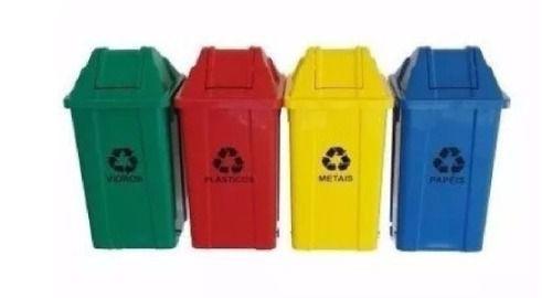 Lixeira Coleta Seletiva 04 Cestos 60L C/ Adesivos sem Suporte - Jsn Menor preço em Lixeira Coleta Seletiva 04 Cestos 60L C/ Adesivos sem Suporte - Jsn