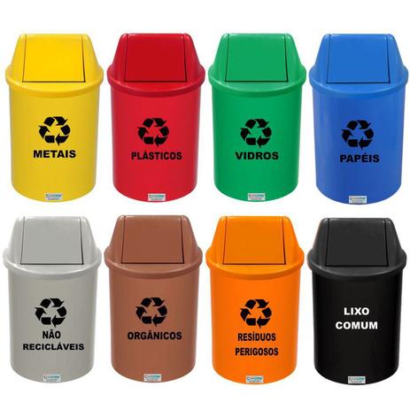 Lixeira Coleta Seletiva Plástico TVV RED 13 L CJ 8 JS - Conjunto c/ 8 Un Menor preço em Lixeira Coleta Seletiva Plástico TVV RED 13 L CJ 8 JS - Conjunto c/ 8 Un
