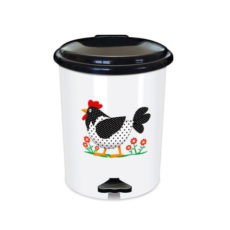 Lixeira com Pedal 4 Litros Estampa de Galinha Preta com Branco  Injetemp é boa?