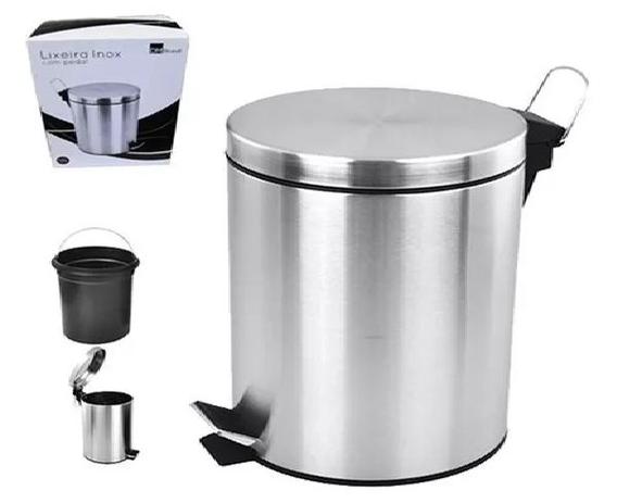 Lixeira com Pedal de Inox e Balde Removível 5l - Dm Menor preço em Lixeira com Pedal de Inox e Balde Removível 5l - Dm