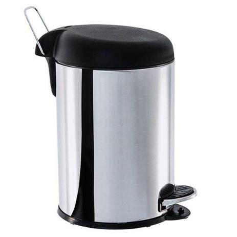 Lixeira com Pedal Inox 5 Litros com Tampa Preta - Brinox Menor preço em Lixeira com Pedal Inox 5 Litros com Tampa Preta - Brinox