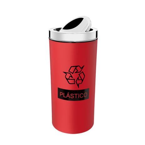 Lixeira com Tampa Basculante Inox 9 L Vermelha - Brinox Menor preço em Lixeira com Tampa Basculante Inox 9 L Vermelha - Brinox