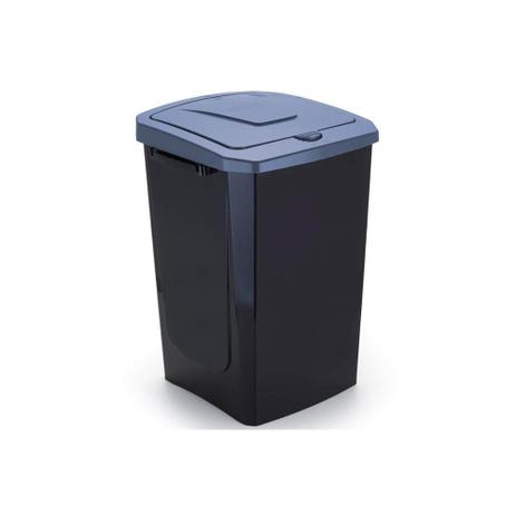 Lixeira com Tampa Ecofácil 40 Litros Preta E Azul - Arthi Menor preço em Lixeira com Tampa Ecofácil 40 Litros Preta E Azul - Arthi