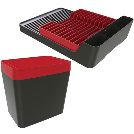 Lixeira de Pia 5 Litros Escorredor Para 11 Pratos - Chumbo/Vermelho - Crippa é ruim? Lixeira de Pia 5 Litros Escorredor Para 11 Pratos - Chumbo/Vermelho - Crippa é boa?