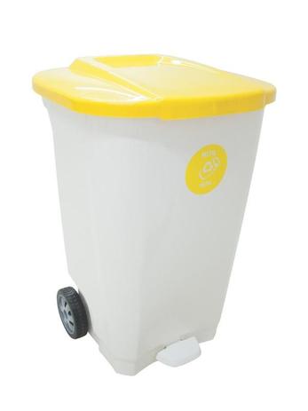 Lixeira Empresarial com Rodas T-Force 100L Branco/Amarelo - Tramontina Menor preço em Lixeira Empresarial com Rodas T-Force 100L Branco/Amarelo - Tramontina