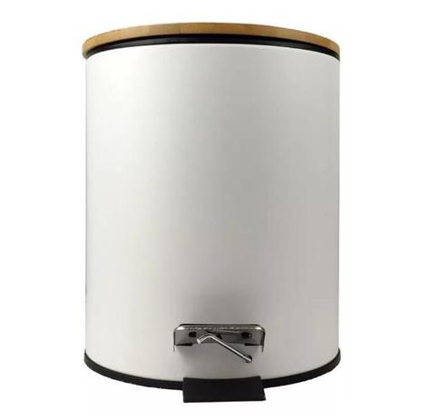 Lixeira Inox Branca 3 L Com Pedal E Tampa Bambu - Wincy Menor preço em Lixeira Inox Branca 3 L Com Pedal E Tampa Bambu - Wincy