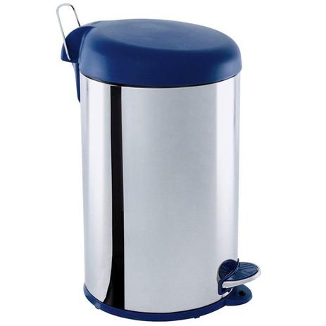 Lixeira inox c/pedal 12l-tampa azul Cód.7744 - Coza utilidade plást. ltda Menor preço em Lixeira inox c/pedal 12l-tampa azul Cód.7744 - Coza utilidade plást. ltda