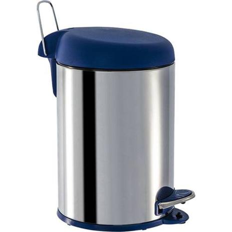 Lixeira Inox com Pedal 5L Tampa Brinox Azul Menor preço em Lixeira Inox com Pedal 5L Tampa Brinox Azul