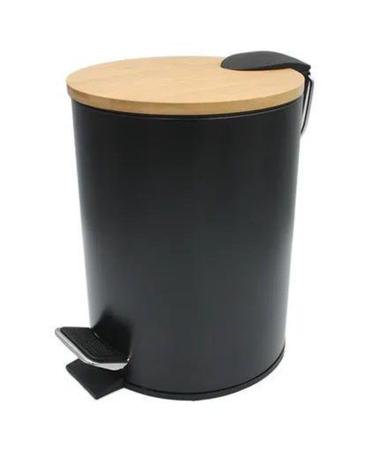 Lixeira Inox com Pedal Tampa Bambu 3 Litros Banheiro Wincy - Preta Menor preço em Lixeira Inox com Pedal Tampa Bambu 3 Litros Banheiro Wincy - Preta