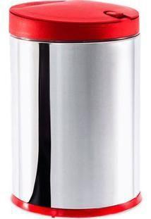 Lixeira Inox com tampa Vermelha - 4L - BRINOX Menor preço em Lixeira Inox com tampa Vermelha - 4L - BRINOX