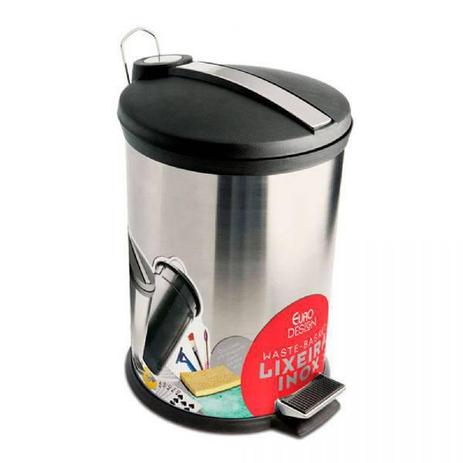 Lixeira Inox Euro Home Capacidade 5L Alça para Transporte Pedal Menor preço em Lixeira Inox Euro Home Capacidade 5L Alça para Transporte Pedal