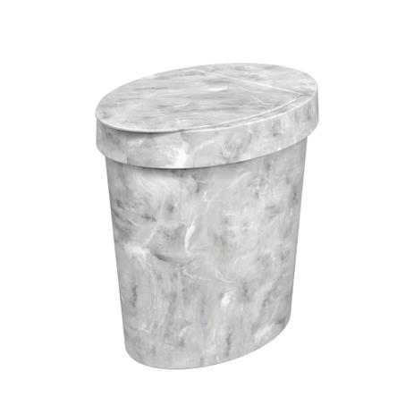 Lixeira Oval 5 Litros Glass Mármore Branco - Brinox Menor preço em Lixeira Oval 5 Litros Glass Mármore Branco - Brinox