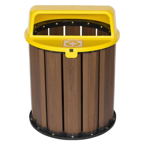 Lixeira para coleta seletiva em madeira plástica 50 cm 67L tampa amarela - In brasil Menor preço em Lixeira para coleta seletiva em madeira plástica 50 cm 67L tampa amarela - In brasil