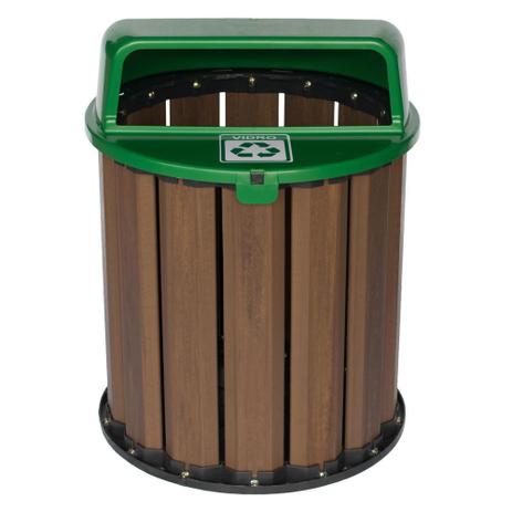 Lixeira para coleta seletiva em madeira plástica ipê 50 cm 67L tampa verde - In brasil Menor preço em Lixeira para coleta seletiva em madeira plástica ipê 50 cm 67L tampa verde - In brasil